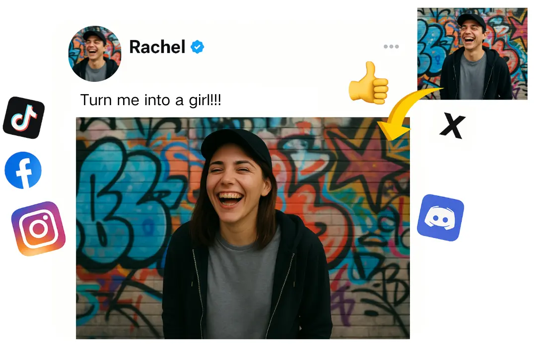 Perfect for Social Media Trends – Share Your Gender-Swapped Image