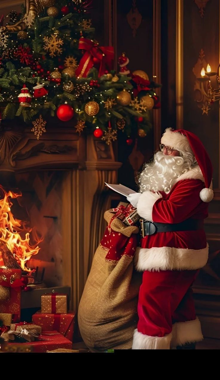 Santa delivering gifts