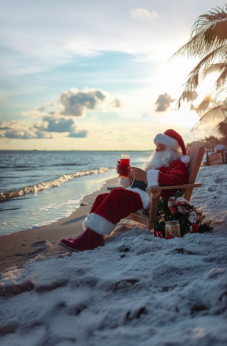 Santa on a Beach Vacation