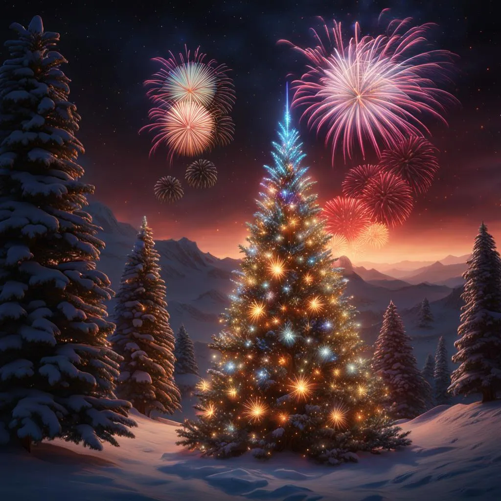 Fireworks in the Winter Sky