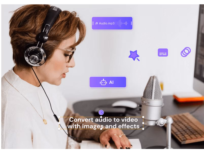 Your Audio Becomes the Script with Automatic Visuals and Voiceover