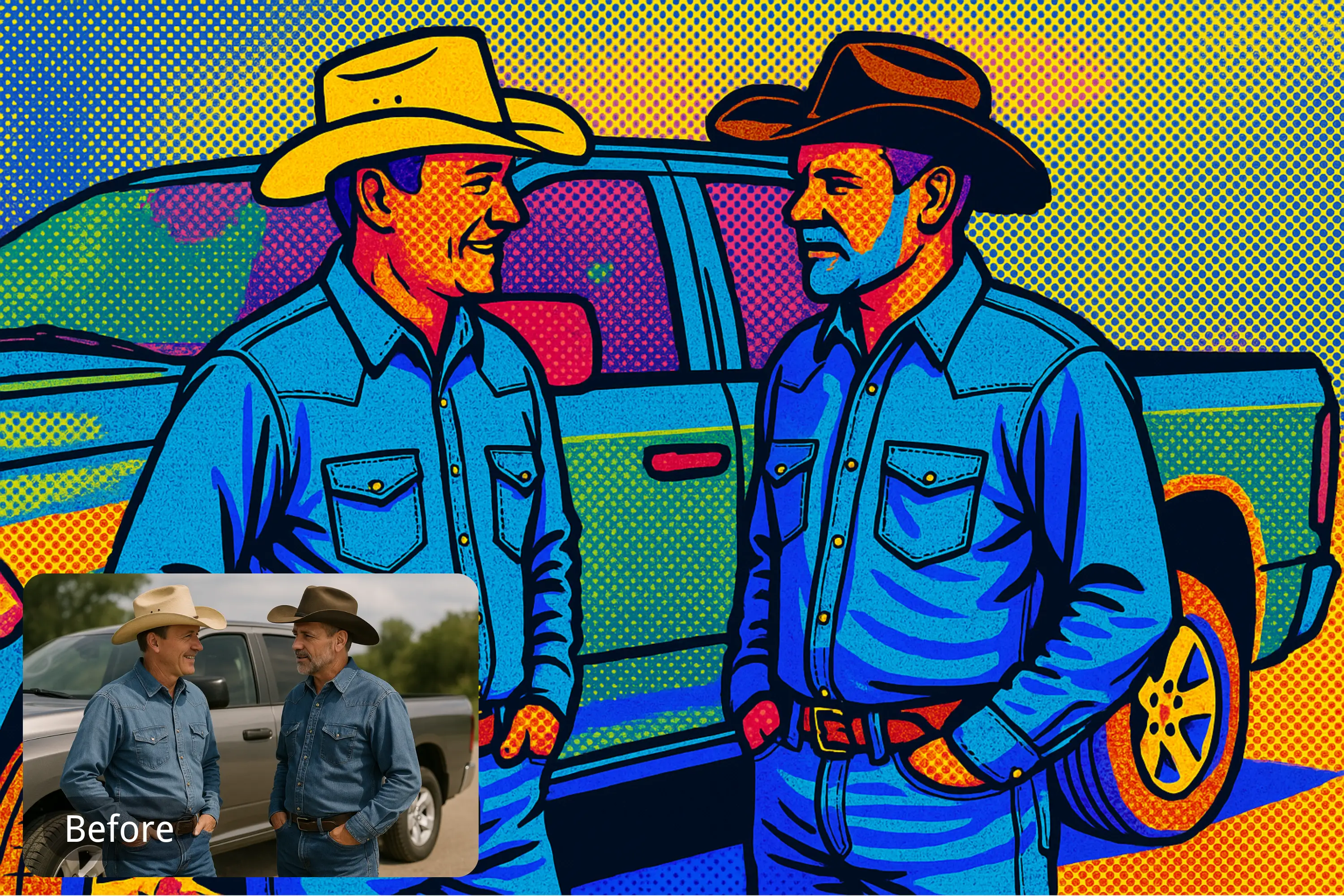 One-Click Iconic Pop Art Generation