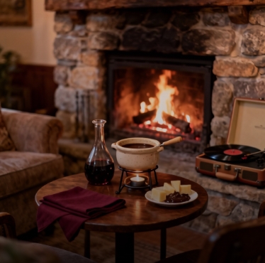 Cozy Fireplace Dinner